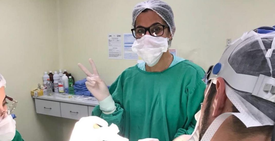 Estudante Christine, da Örebro University, durante intercâmbio na UCPel